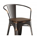 Lancaster Table & Seating Alloy Distressed Copper Indoor Arm Chair with Walnut Wood Seat