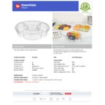Inline Plastics Essentials 65 oz. Clear PET Plastic 5-Compartment Round Platter with Lid - 100/Case