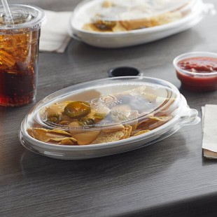 Eco-Products EP-SCV32LID-R WorldView 24-32 oz. 100% Recycled Content Oval Lid - 50/Pack Eco-Products EP-SCV32LID-R WorldView 24-32 oz. 100% Recycled Content Oval Lid - 50/Pack
