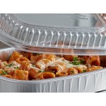 Choice Heavy Duty Smoothwall Silver Medium Oblong Foil Entree / Take-Out Pan with Dome Lid 47.4 oz. - 50/Case