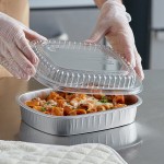 Choice Heavy Duty Smoothwall Silver Medium Oblong Foil Entree / Take-Out Pan with Dome Lid 47.4 oz. - 50/Case