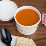 Solo KHSB8A-J8000 Symphony Print 8 oz. Double Poly-Paper Soup / Hot Food Cup with Vented Paper Lid - 250/Case