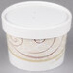 Solo KHSB8A-J8000 Symphony Print 8 oz. Double Poly-Paper Soup / Hot Food Cup with Vented Paper Lid - 250/Case