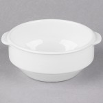 Libbey Slenda 15 oz. Royal Rideau White Two-Handled Round Porcelain Soup Cup - Sample
