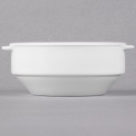 Libbey Slenda 15 oz. Royal Rideau White Two-Handled Round Porcelain Soup Cup - Sample