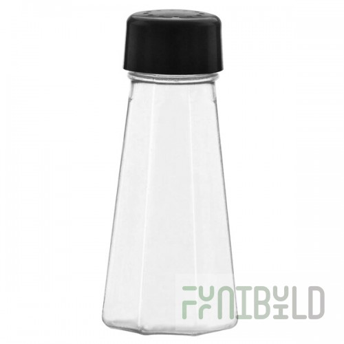 Vollrath 313-06 Traex® Dripcut® 3 oz. Polycarbonate Salt and Pepper Shaker with Black Plastic Top - 72/Case
