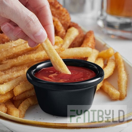 Acopa 2 oz. Black Smooth Melamine Ramekin - 12/Case