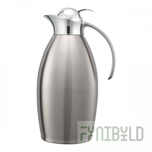 Service Ideas Nicollet 50.7 oz. Polished Stainless Steel Insulated Carafe / Server with Push Button Lid NIC15BSPB