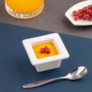 Ariane Miniature 1.33 oz. Ivory Square Wide Rim Porcelain Deep Bowl - 18/Case Ariane Miniature 1.33 oz. Ivory Square Wide Rim Porcelain Deep Bowl - 18/Case