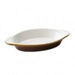 Tuxton DMN-080 Mahogany 8 oz. Oval China Welsh Rarebit - 12/Case