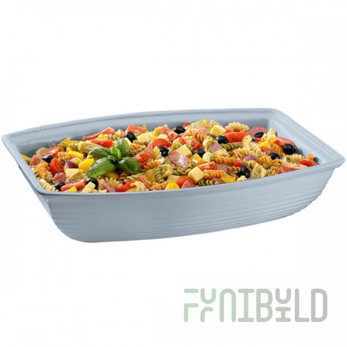 TableCraft CW3190GY 10.5 Qt. Gray Cast Aluminum Oblong Salad Bowl