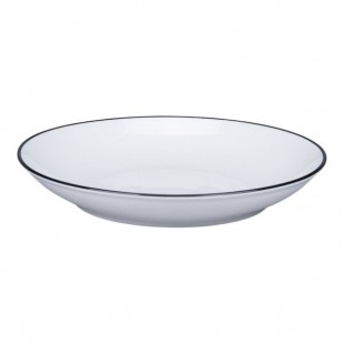 RAK Porcelain Rimz 42.25 oz. White Round Deep Coupe Porcelain Bowl with Black Rim - 12/Case RAK Porcelain Rimz 42.25 oz. White Round Deep Coupe Porcelain Bowl with Black Rim - 12/Case
