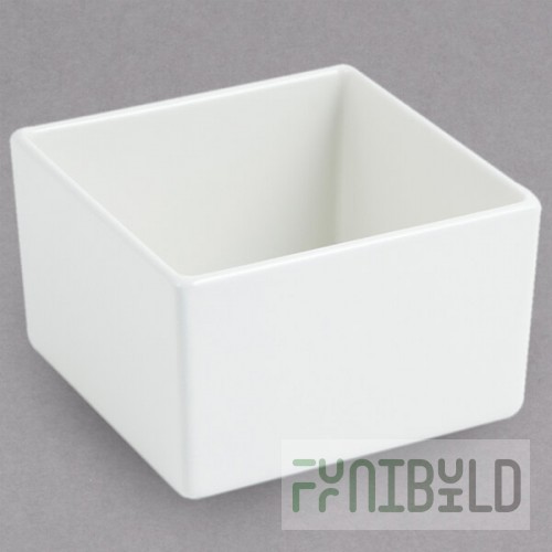Bon Chef 9507S 28 oz. White Sandstone Finish Cast Aluminum Straight Square Bowl