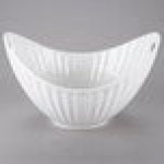 10 Strawberry Street WTR-13LNBOATBWL Whittier 80 oz. White Porcelain Boat Bowl with Line Texture - 4/Case