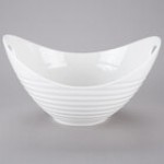10 Strawberry Street WTR-13LNBOATBWL Whittier 80 oz. White Porcelain Boat Bowl with Line Texture - 4/Case