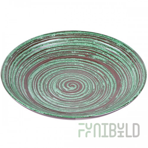 Elite Global Solutions Stardust 40 oz. Shallow Glossy / Matte Green Swirl Melamine Bowl - 6/Case