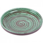 Elite Global Solutions Stardust 40 oz. Shallow Glossy / Matte Green Swirl Melamine Bowl - 6/Case