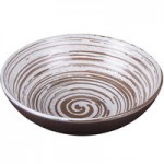 Elite Global Solutions Stardust 40 oz. Shallow Glossy / Matte Green Swirl Melamine Bowl - 6/Case