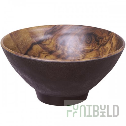 Elite Global Solutions D8384RB-SEQ Sequoia 57 oz. Round Wood Grain Melamine Bowl - 6/Case