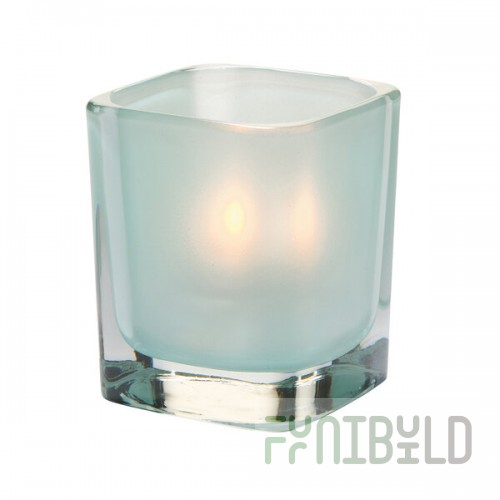 Hollowick 6505SSG Tetra Satin Seafoam Glass Square Votive