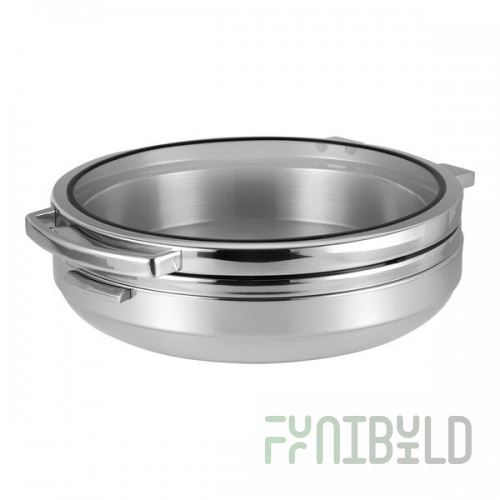 Smart Buffet Ware T-Collection by Front of the House 6.5 Qt. Stainless Steel Round Induction Chafer with Food Pan BCH016MSS18