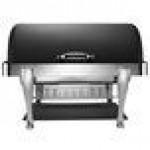 Bon Chef 19040CH-NERO Elite Rectangle 8 Qt. Dripless Nero Finish with Chrome Accents Roll Top Chafer with Roman Legs