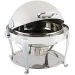 Bon Chef 19040CH-NERO Elite Rectangle 8 Qt. Dripless Nero Finish with Chrome Accents Roll Top Chafer with Roman Legs