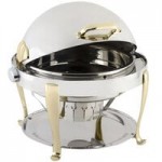 Bon Chef 19040CH-NERO Elite Rectangle 8 Qt. Dripless Nero Finish with Chrome Accents Roll Top Chafer with Roman Legs