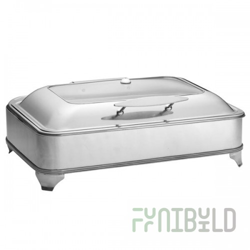 TableCraft CW40160 7 Qt. Full-Size Stainless Steel Quick View Electric Chafer with Stand - 110V