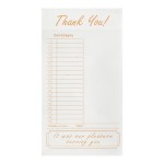 Choice 1 Part Tan and White Guest Check with Note Space, Beverage Lines, and Bottom Guest Receipt - 2,000/Case