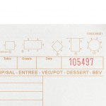 Choice 1 Part Tan and White Guest Check with Note Space, Beverage Lines, and Bottom Guest Receipt - 2,000/Case