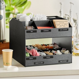 ServSense Black 24-Section Dual-Sided Countertop Condiment Organizer - 16 1/4