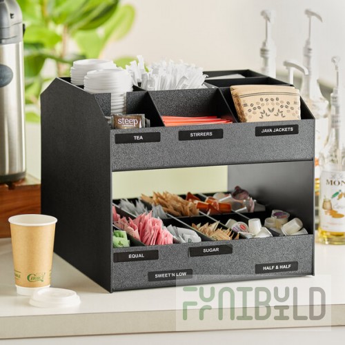 ServSense Black 24-Section Dual-Sided Countertop Condiment Organizer - 16 1/4