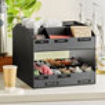ServSense Black 24-Section Dual-Sided Countertop Condiment Organizer - 16 1/4