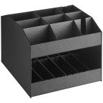 ServSense Black 24-Section Dual-Sided Countertop Condiment Organizer - 16 1/4