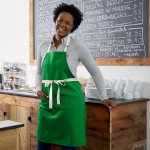 Choice Kelly Green Poly-Cotton Adjustable Bib Apron with 2 Pockets and Natural Webbing Accents - 32
