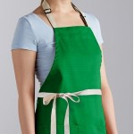 Choice Kelly Green Poly-Cotton Adjustable Bib Apron with 2 Pockets and Natural Webbing Accents - 32