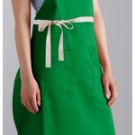 Choice Kelly Green Poly-Cotton Adjustable Bib Apron with 2 Pockets and Natural Webbing Accents - 32