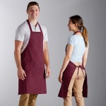 Choice Burgundy Poly-Cotton Standard Bib Apron with 2 Pockets - 34