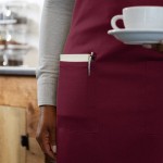 Choice Burgundy Poly-Cotton Standard Bib Apron with 2 Pockets - 34