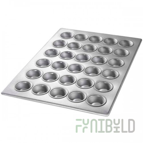 Chicago Metallic 45195 30 Cup 1.1 oz. Glazed Aluminized Steel Mini Muffin Pan - 12 7/8