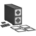 KleanTake by ServSense Black Countertop Slim Cup Dispenser Cabinet with 6 Fast-Changing Gaskets - 2 Slot