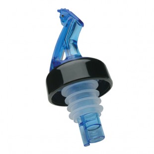 Precision Pours 999 BL C/F Ocean Blue Free Flow Liquor Pourer with Collar and Fliptop - 12/Pack Precision Pours 999 BL C/F Ocean Blue Free Flow Liquor Pourer with Collar and Fliptop - 12/Pack