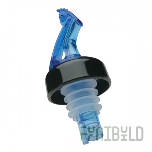 Precision Pours 999 BL C/F Ocean Blue Free Flow Liquor Pourer with Collar and Fliptop - 12/Pack