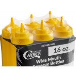 Choice 16 oz. Yellow Wide Mouth Squeeze Bottle - 6/Pack
