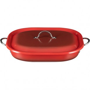 Bon Chef Country French X 5 Qt. Ombre Crimson Red Roasting Pan with Cover 73023-OM-CR Bon Chef Country French X 5 Qt. Ombre Crimson Red Roasting Pan with Cover 73023-OM-CR