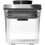 OXO Good Grips 0.2 Qt. Clear Square SAN Plastic Food Storage Container with Stainless Steel POP Lid