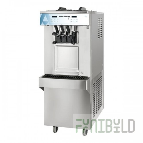 Spaceman 6250-C Gravity-Fed Dual Flavor Twin Twist Free-Standing Soft Serve Ice Cream Machine with 2 Hoppers and 3 Dispensers - 208-230V