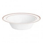 Visions 12 oz. White Plastic Bowl with Rose Gold / Copper Bands - 150/Case