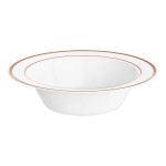 Visions 12 oz. White Plastic Bowl with Rose Gold / Copper Bands - 150/Case